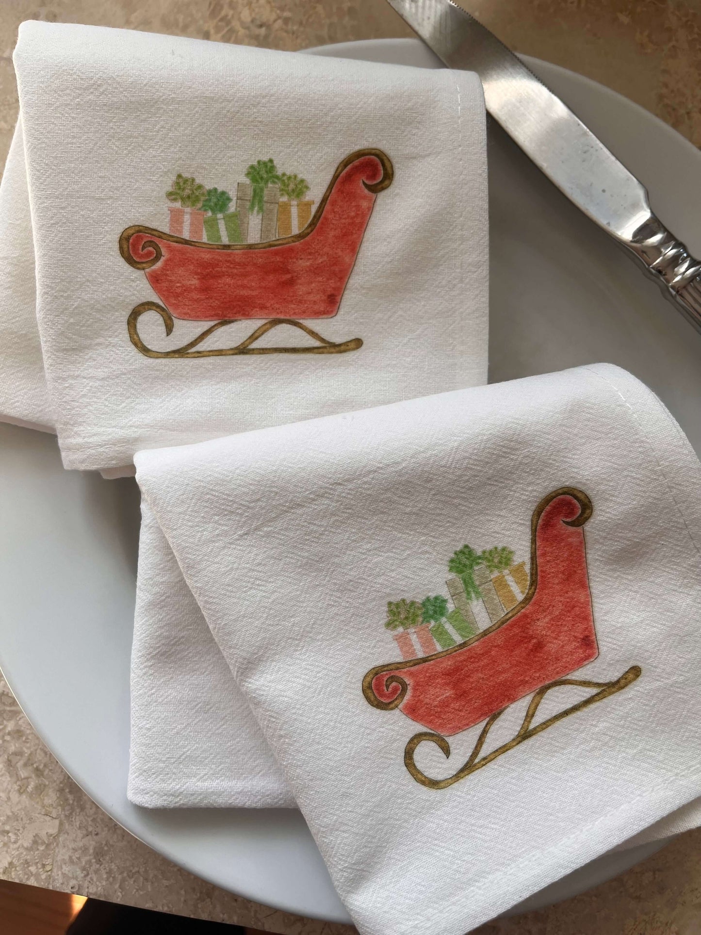 Sleigh Full of Gifts Retro Napkin Set