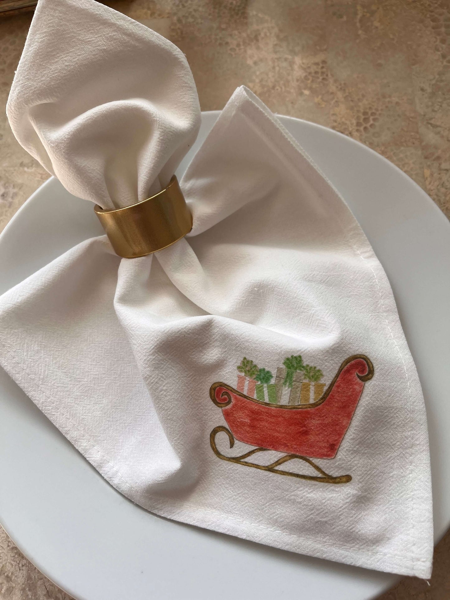 Sleigh Full of Gifts Retro Napkin Set