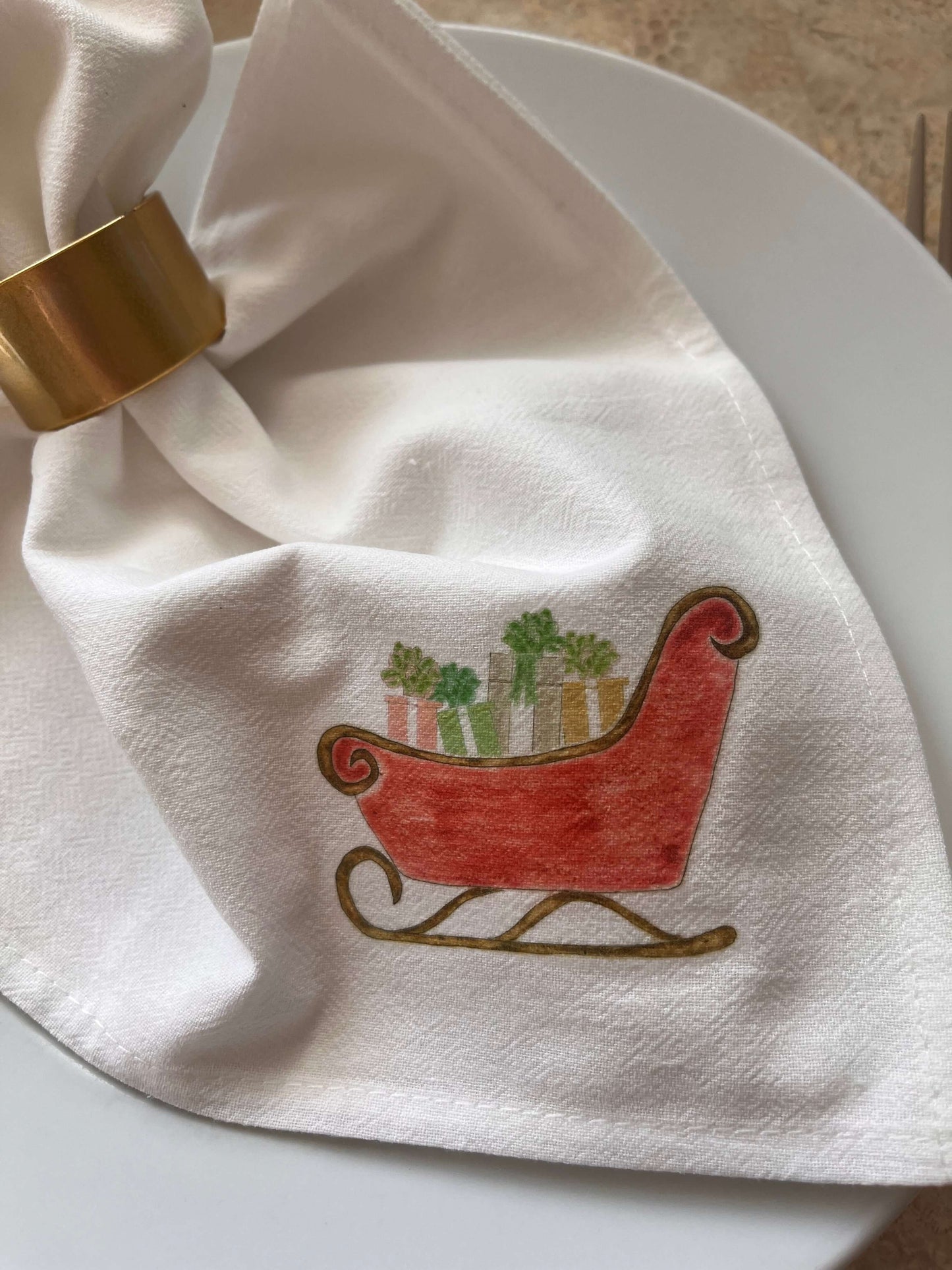 Sleigh Full of Gifts Retro Napkin Set