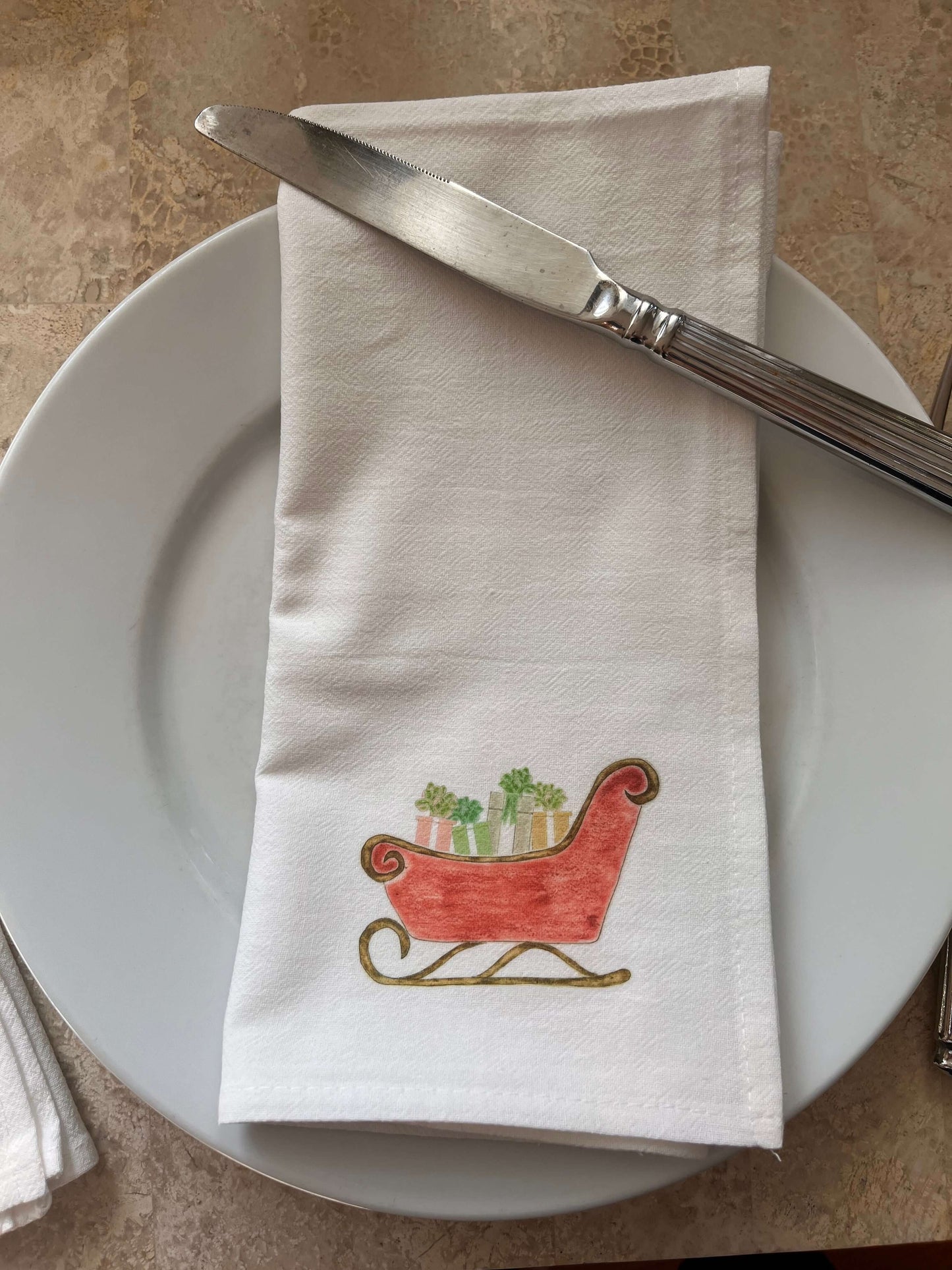Sleigh Full of Gifts Retro Napkin Set