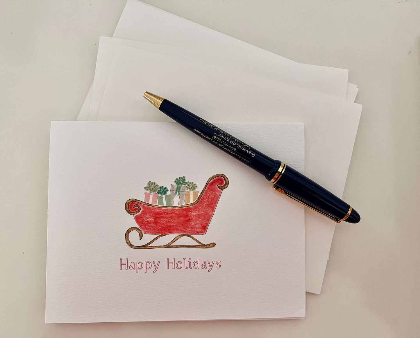 Sleigh Full of Presents Holiday Illustrated Note Card Set