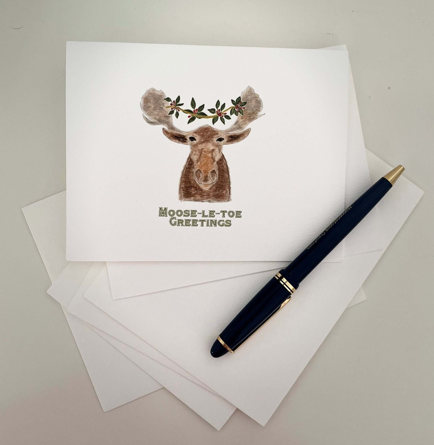 Moose-le-toe Greetings Holiday Illustrated Note Card Set