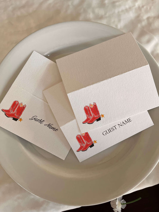 Western Boots Event Tented Name Place Cards