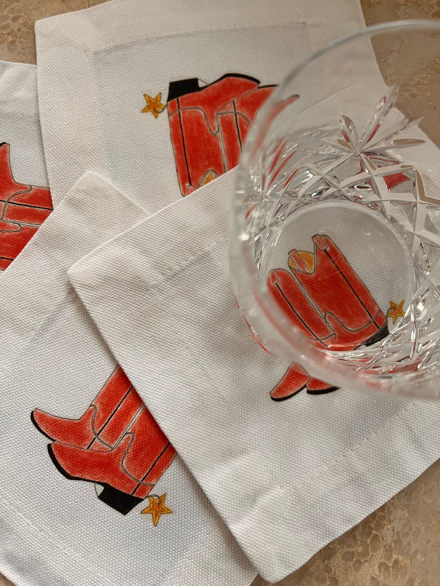 Western Boots Cocktail Coaster Napkins