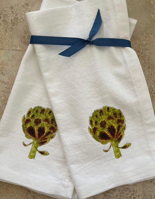 Artichoke Napkins-Cotton Cloth Napkin Set with Original Illustration
