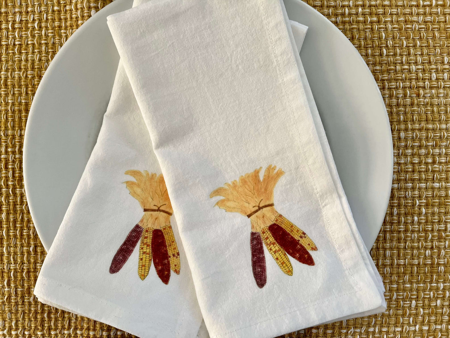 Harvest Corn Napkin Set: Autumn Kitchen Decor