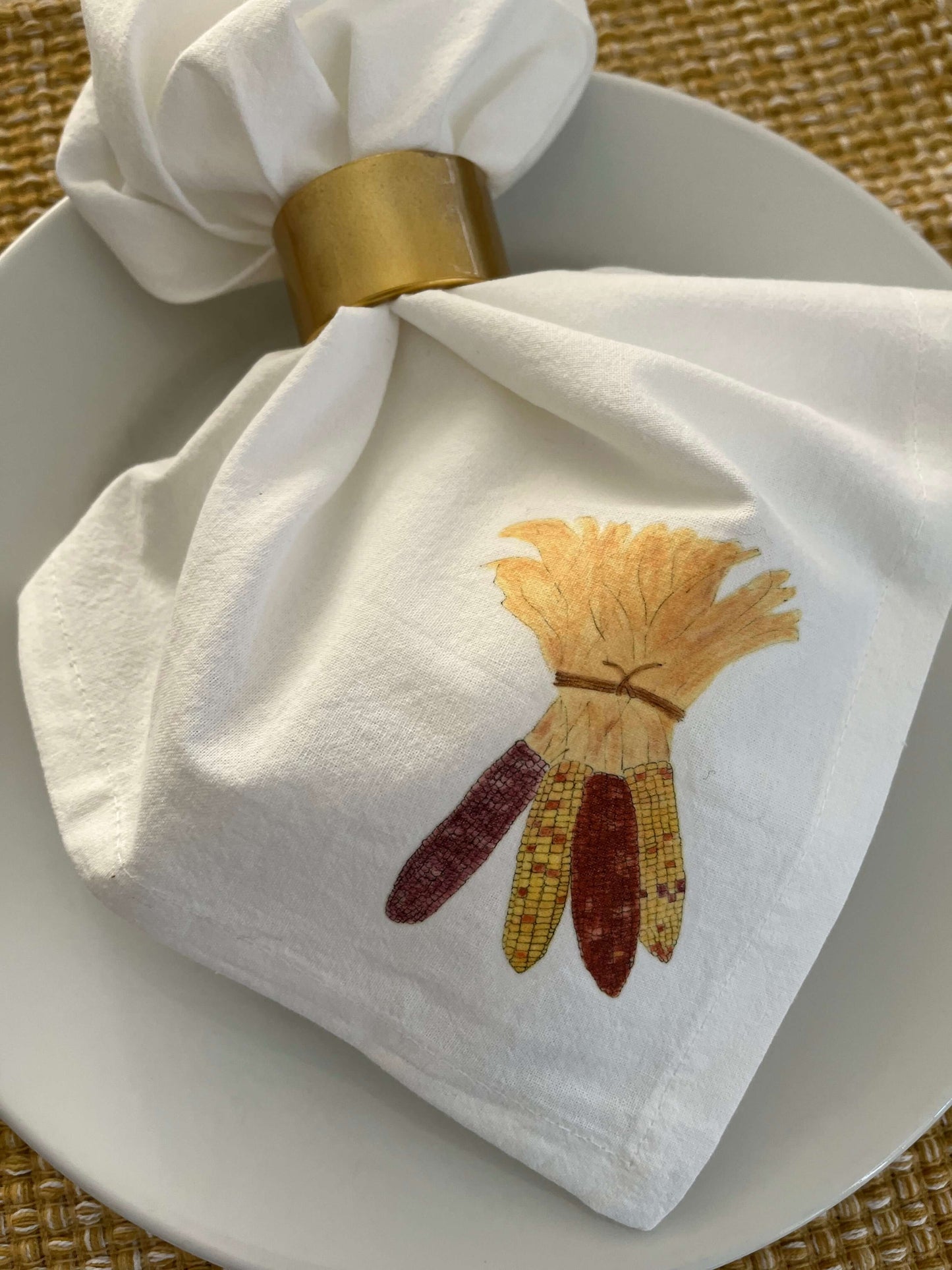 Harvest Corn Napkin Set: Autumn Kitchen Decor