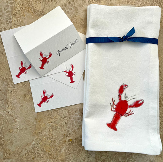 Lobster Party Bundle - Place Cards & Napkins for 12 featuring lobster-themed design for coastal dinner parties.