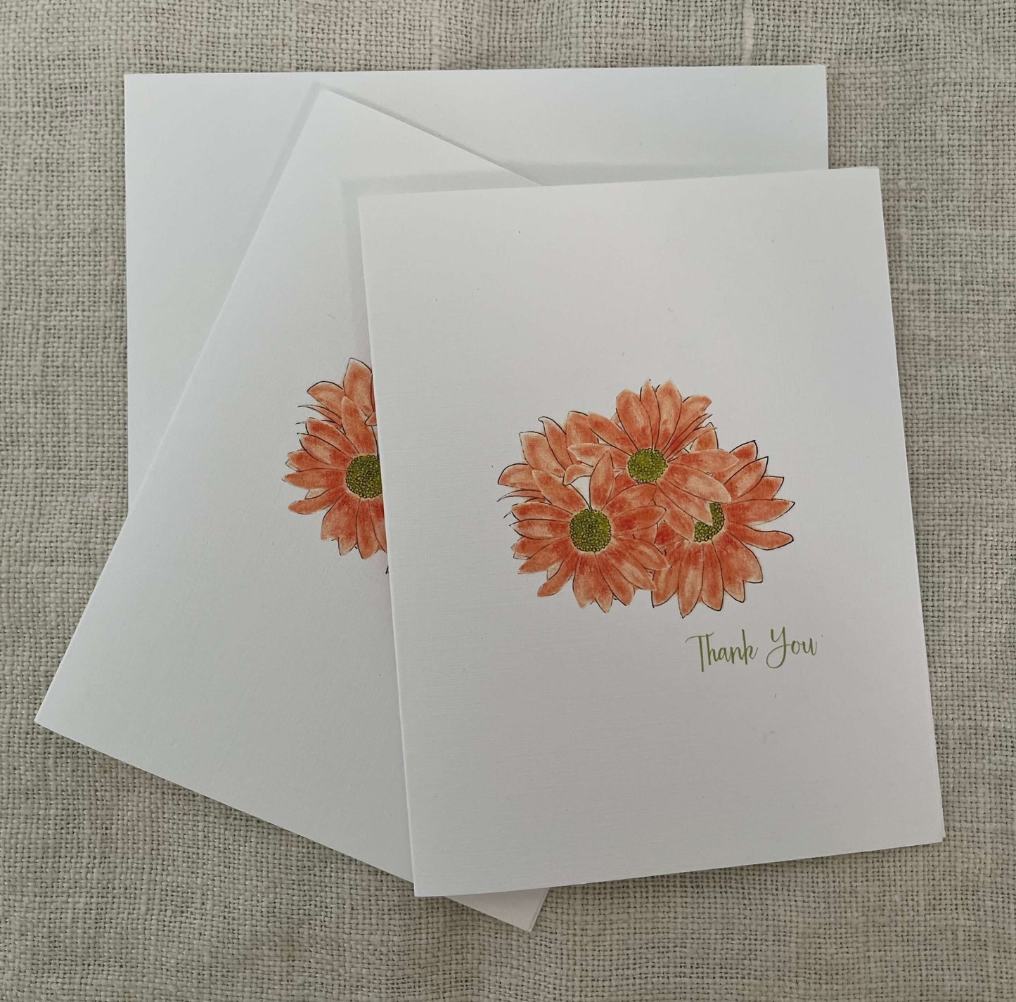 Botanical Daisy Note Card Set: Fresh Greenery Wreath Illustration