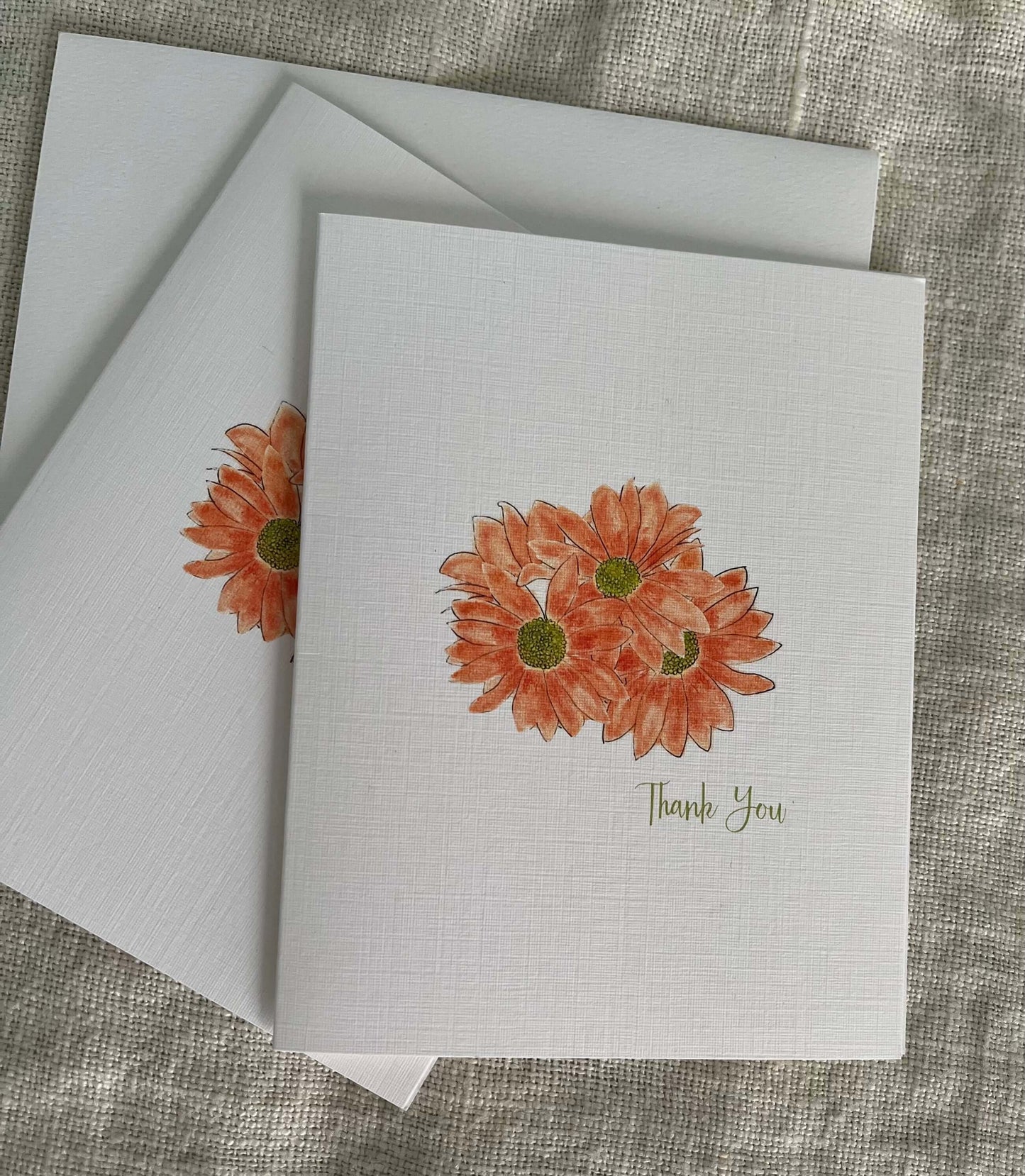 Botanical Daisy Note Card Set: Fresh Greenery Wreath Illustration