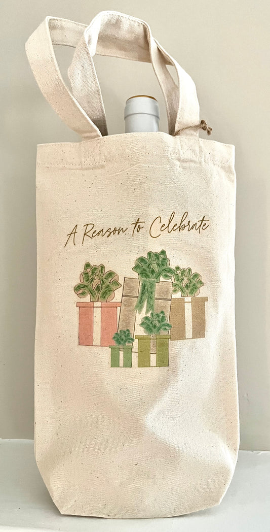 Gift Boxes and Bows Wine Tote Gift Bag with Gift Card