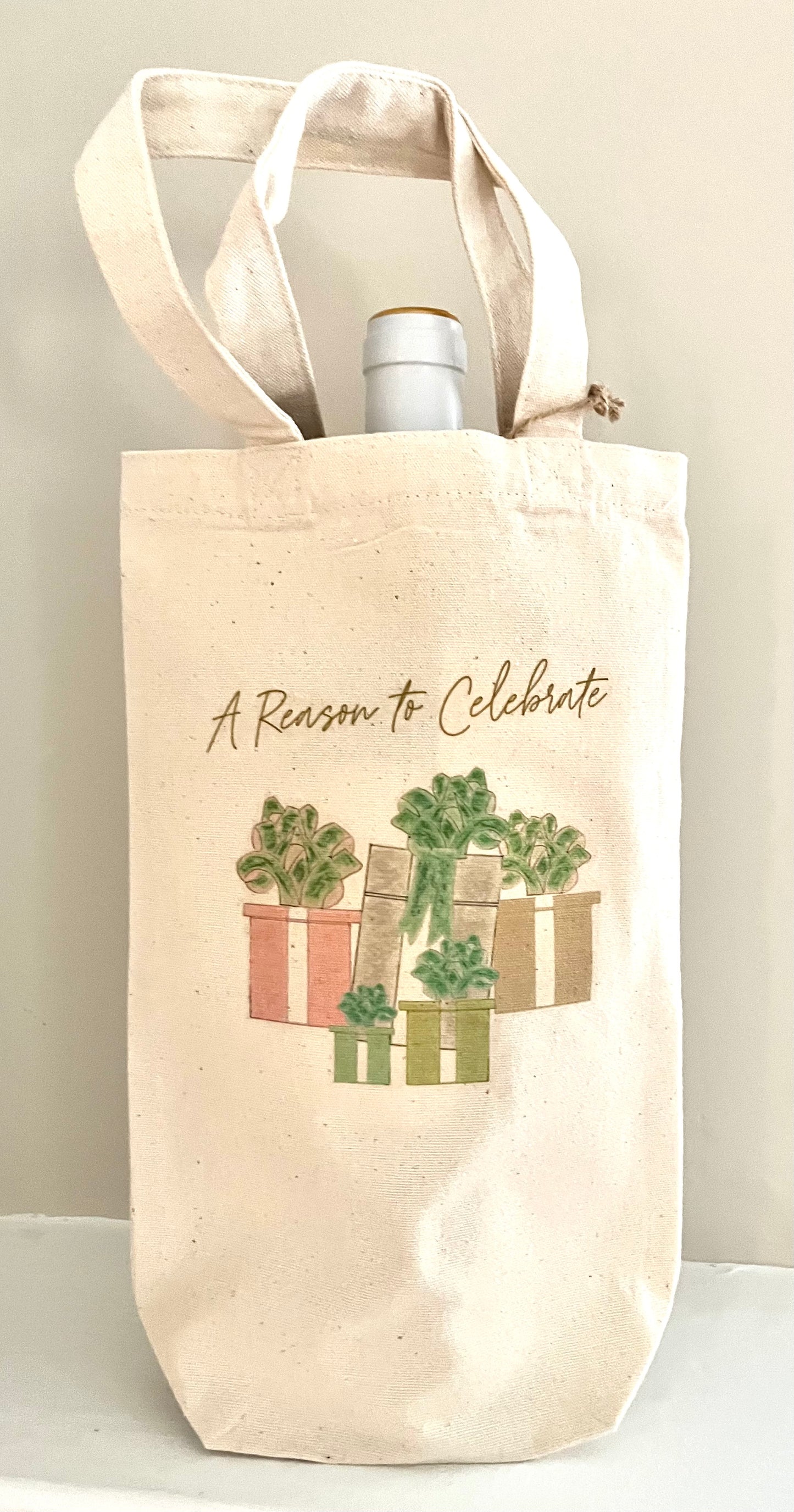 Gift Boxes and Bows Wine Tote Gift Bag with Gift Card