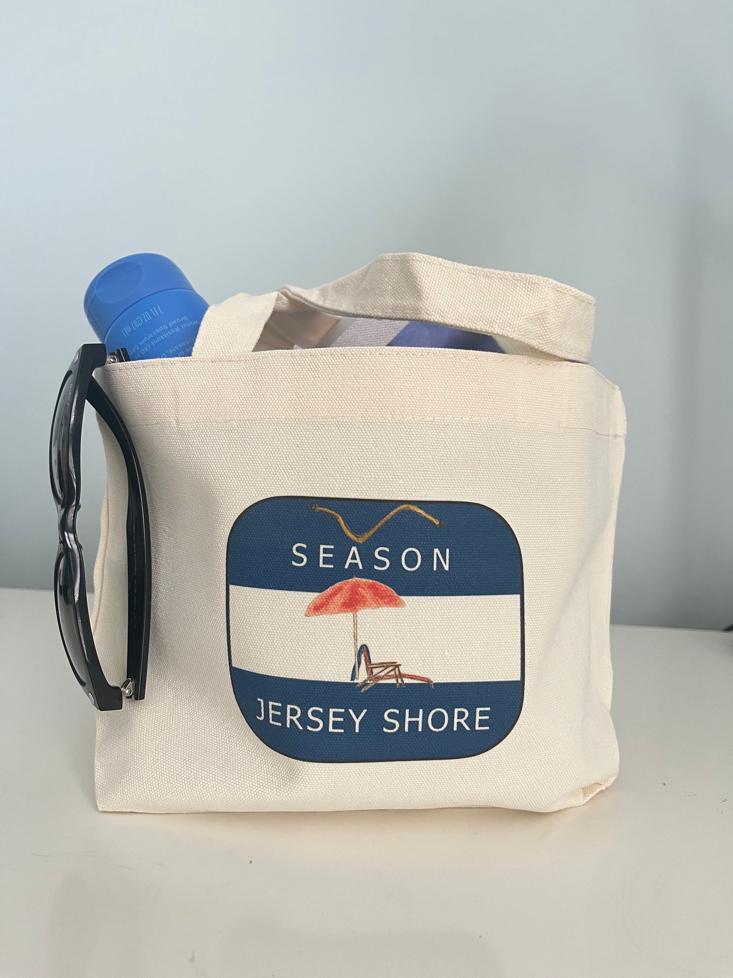Jersey Shore Beach Canvas Tote Bag | Coastal Summer Vacation Bag