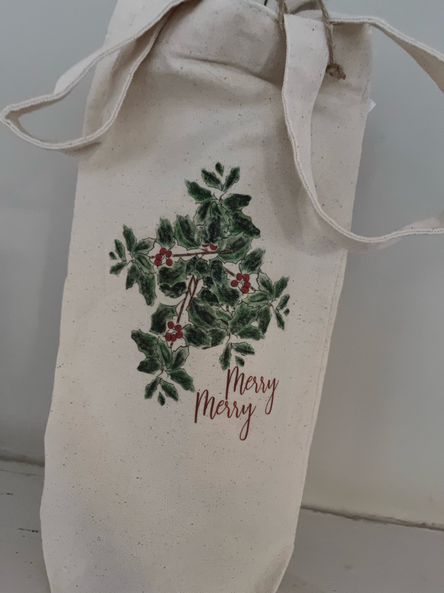 Holly Berry Merry Merry Wine Bag With Gift Card