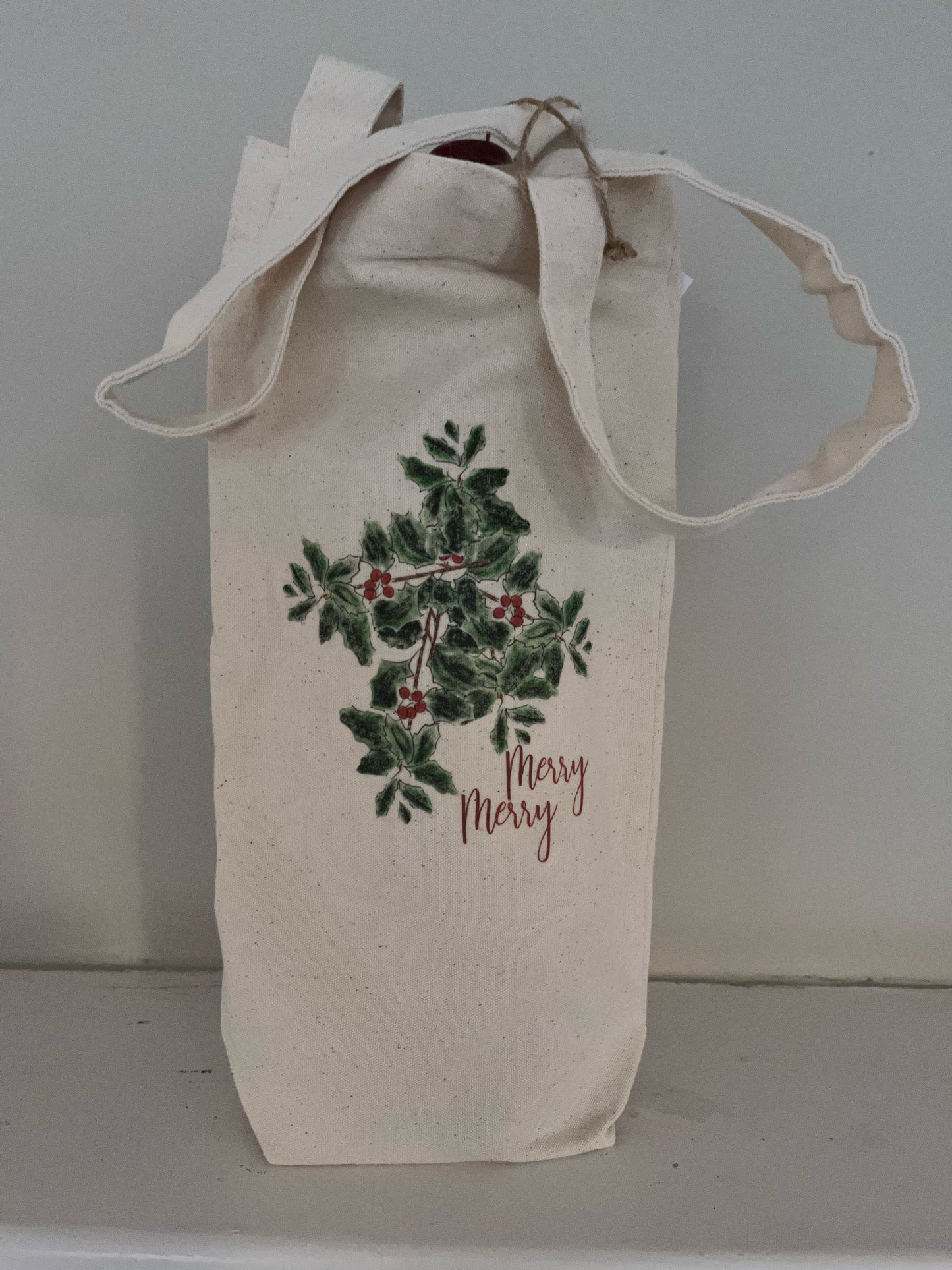 Holly Berry Merry Merry Wine Bag With Gift Card