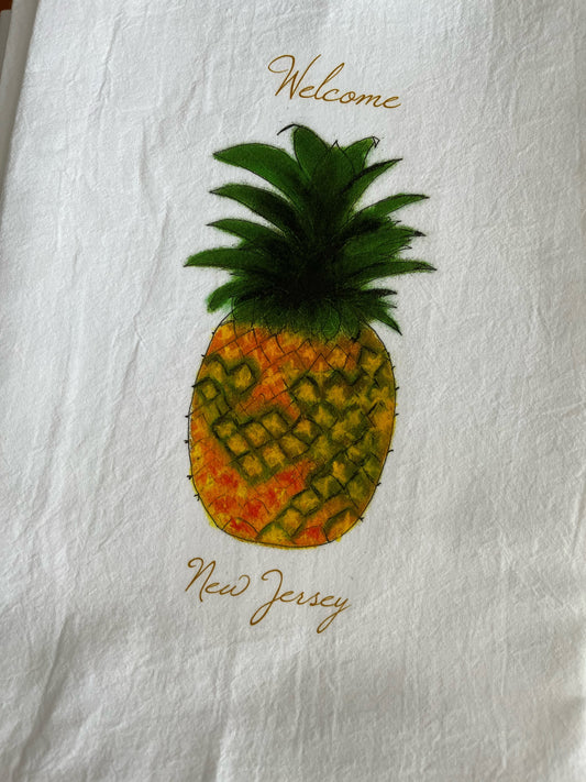 Welcome New Jersey Pineapple Tea Towel