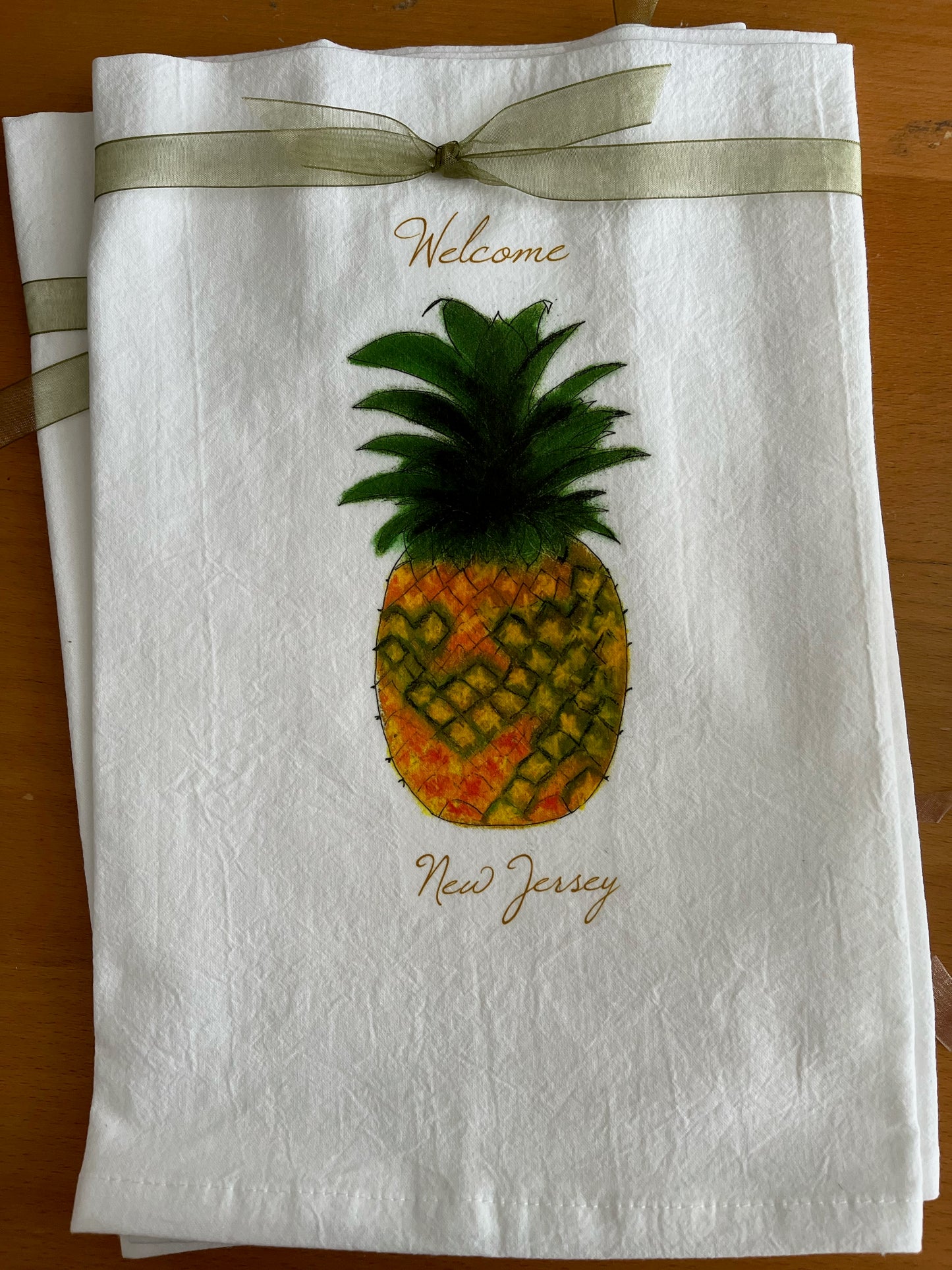 Welcome New Jersey Pineapple Tea Towel