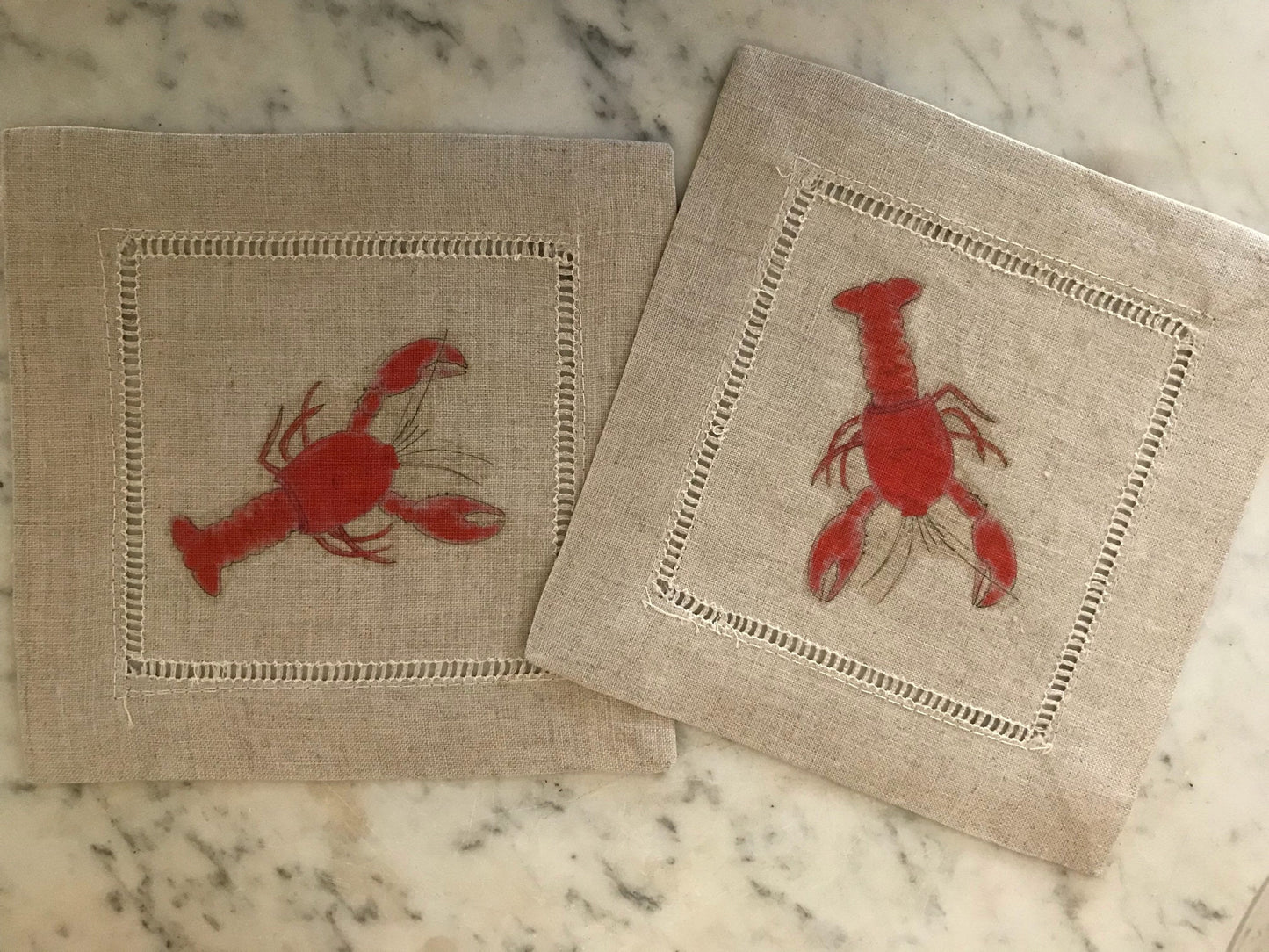 Red Lobster Cocktail Coaster Napkins Set