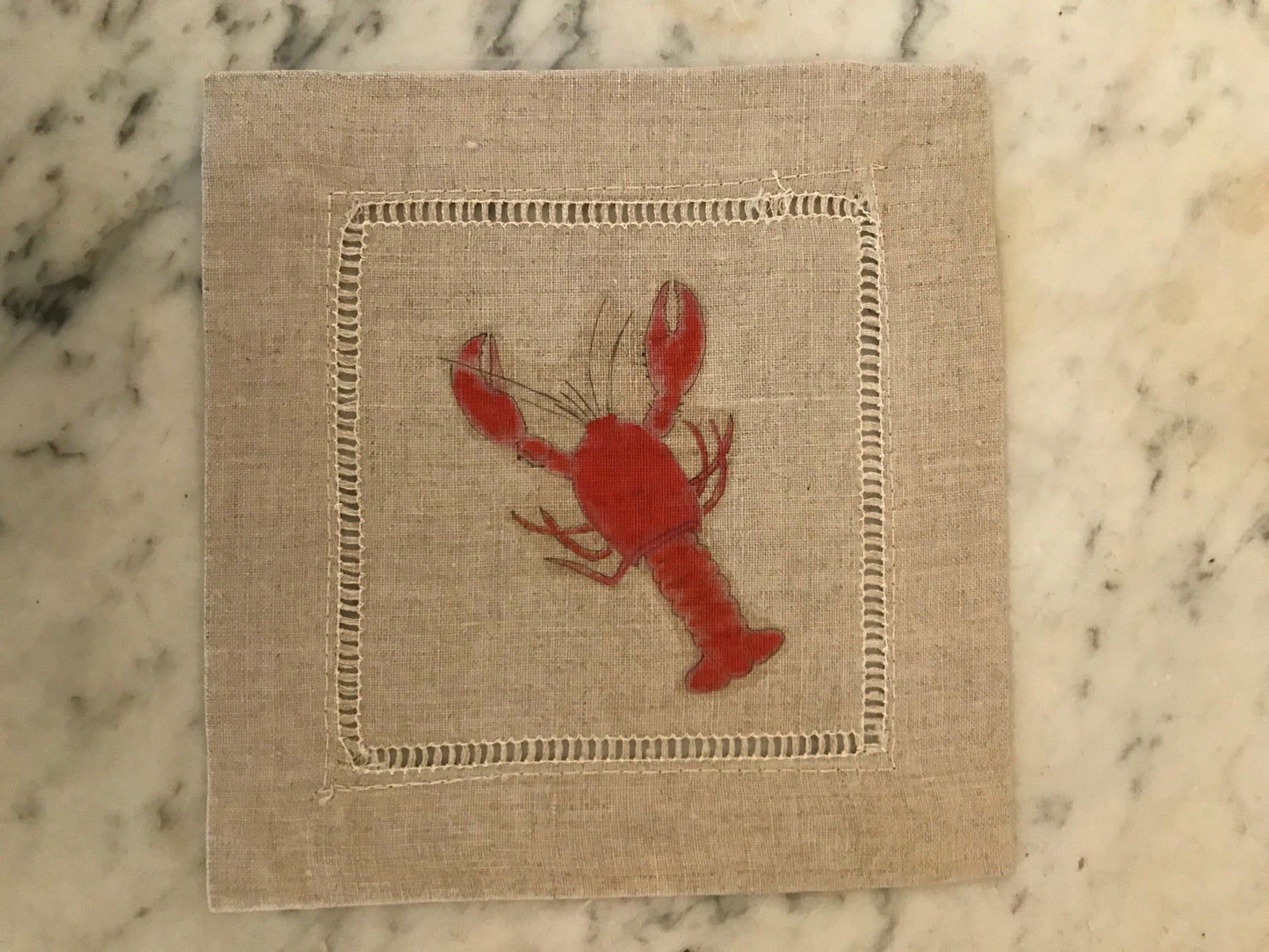 Red Lobster Cocktail Coaster Napkins Set