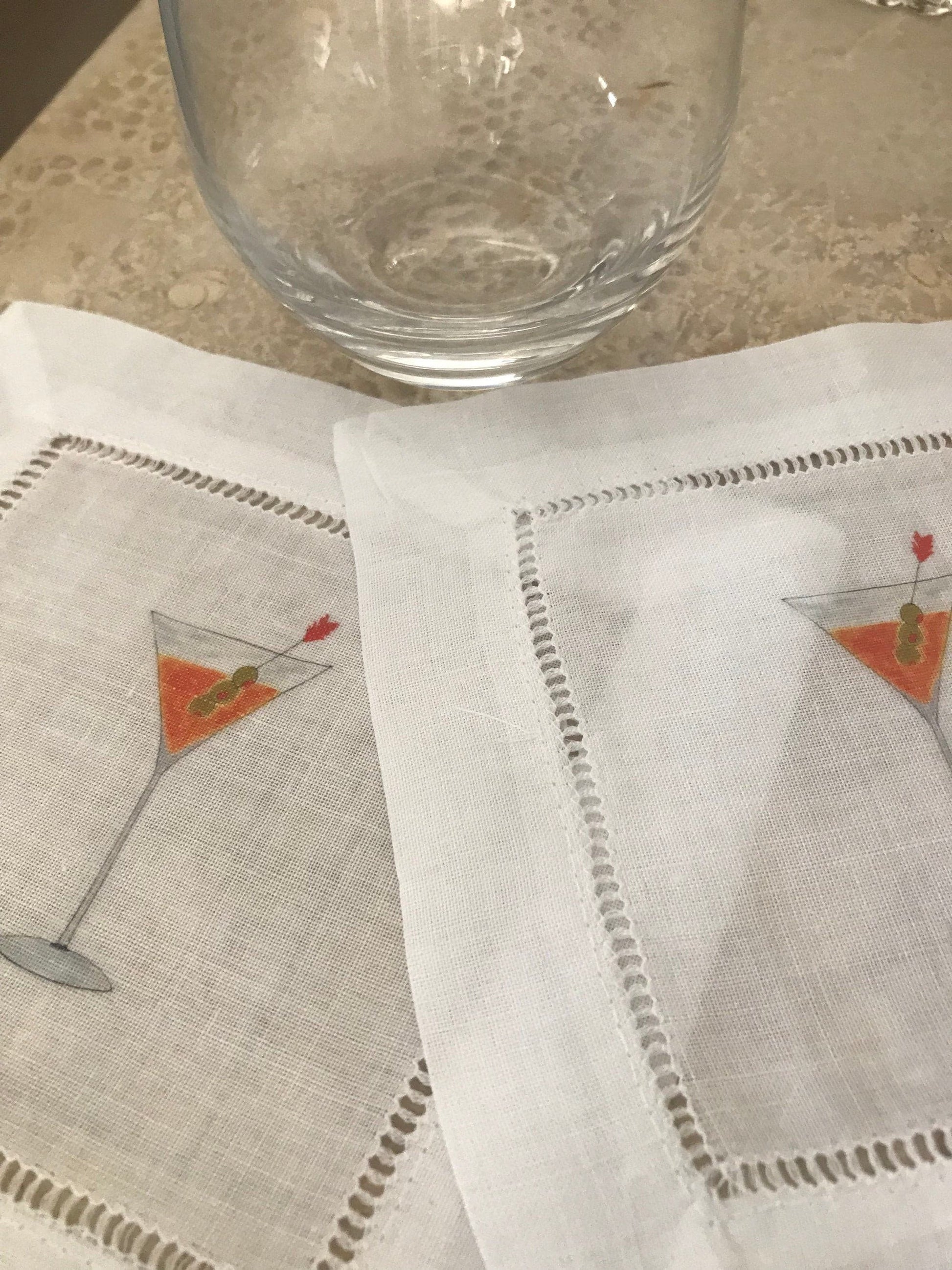 Martini Cocktail Coasters Napkins.