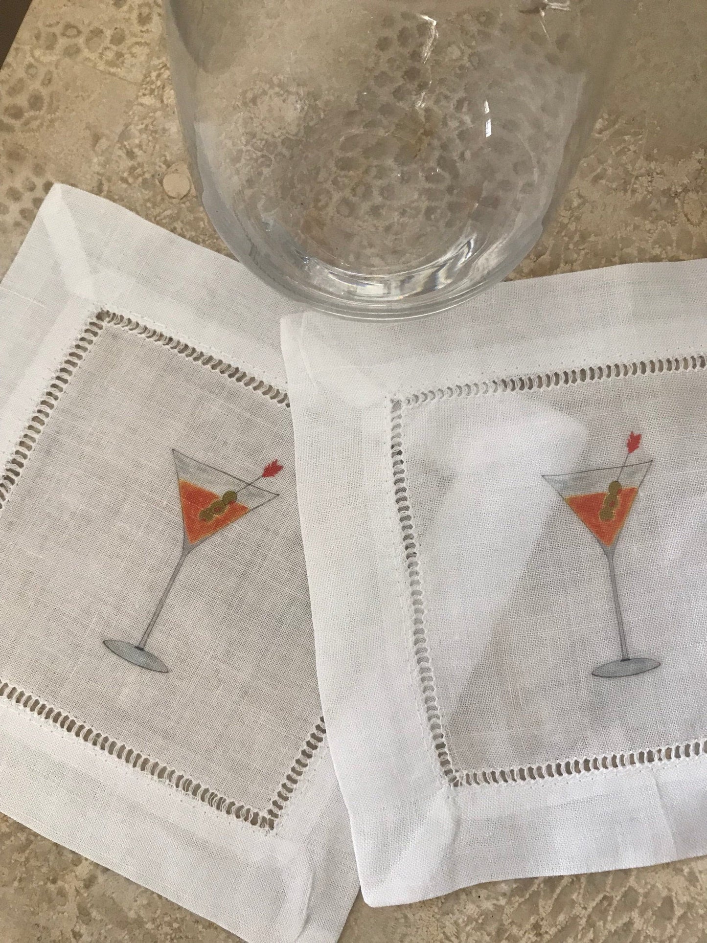 Martini Cocktail Coasters Napkins.