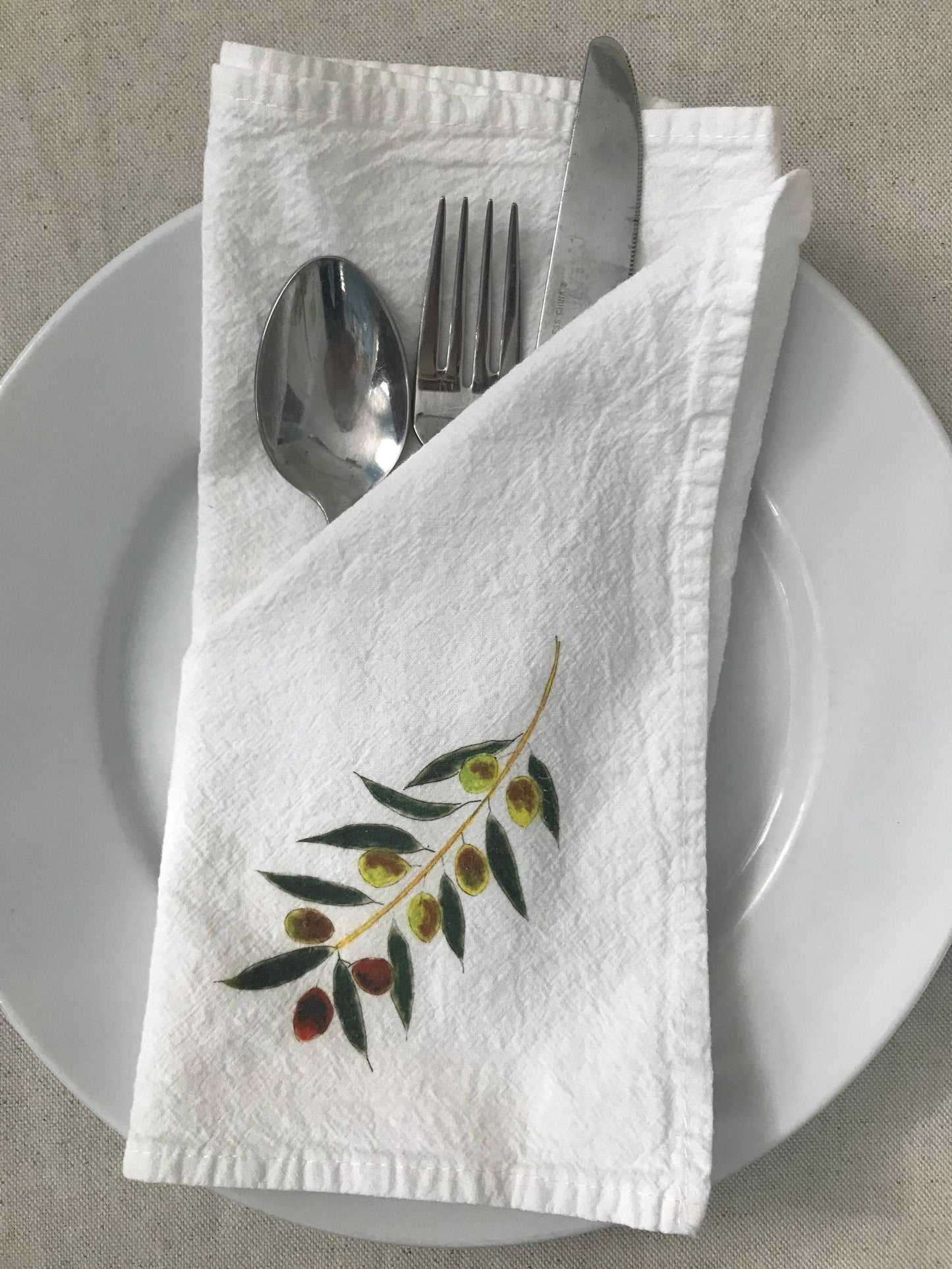 Olive Napkins, Personalized Napkin Set