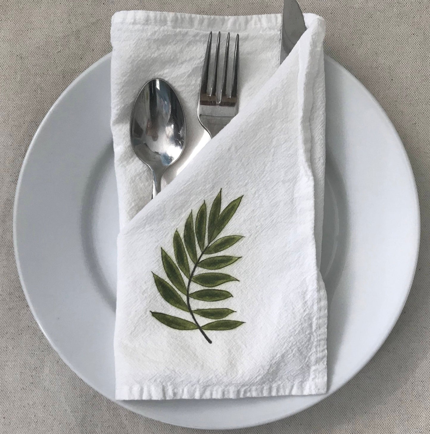 Palm Leaf Cotton Napkin Set.