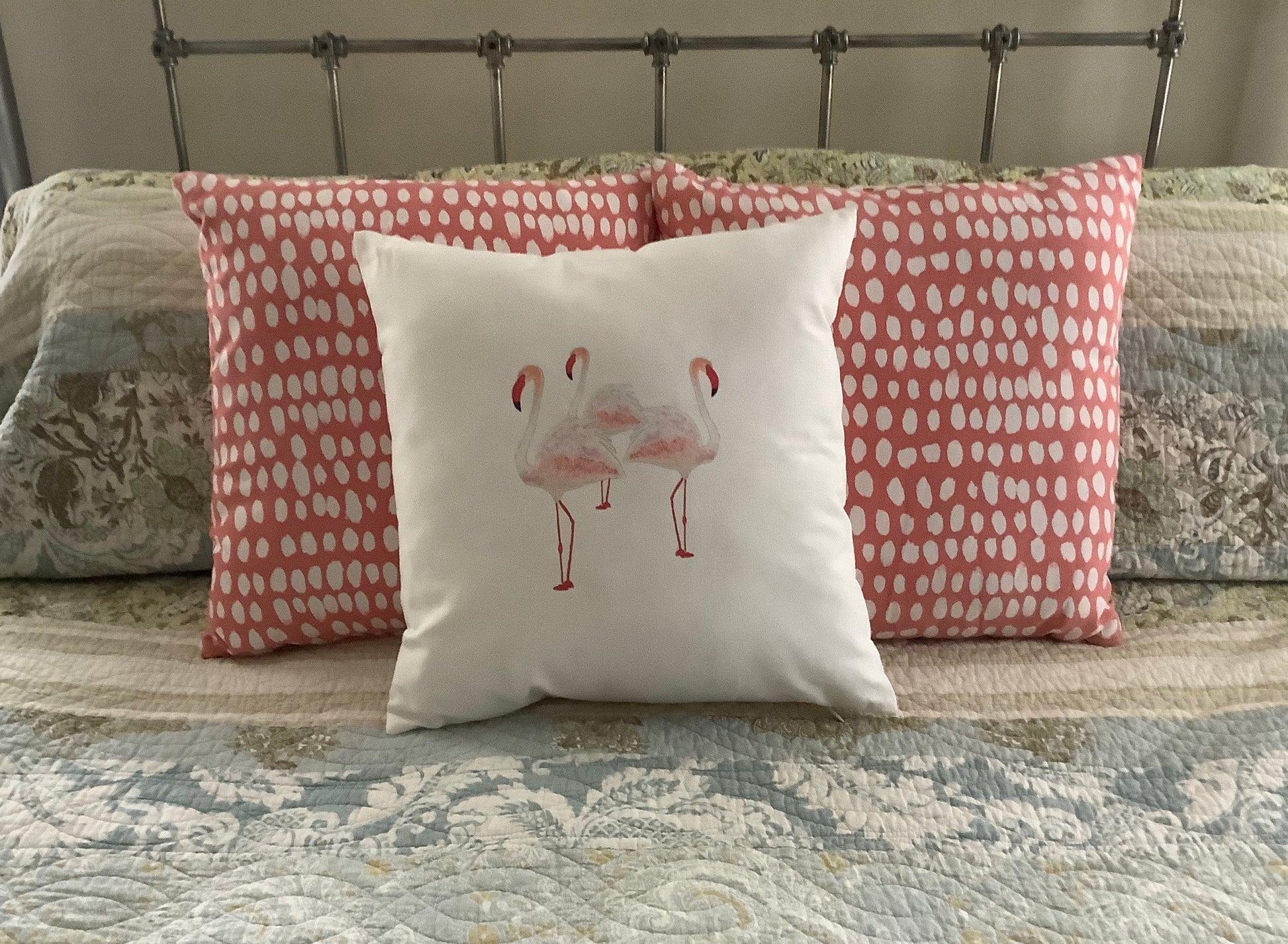 Pink Flamingos Decorative Throw Pillow.