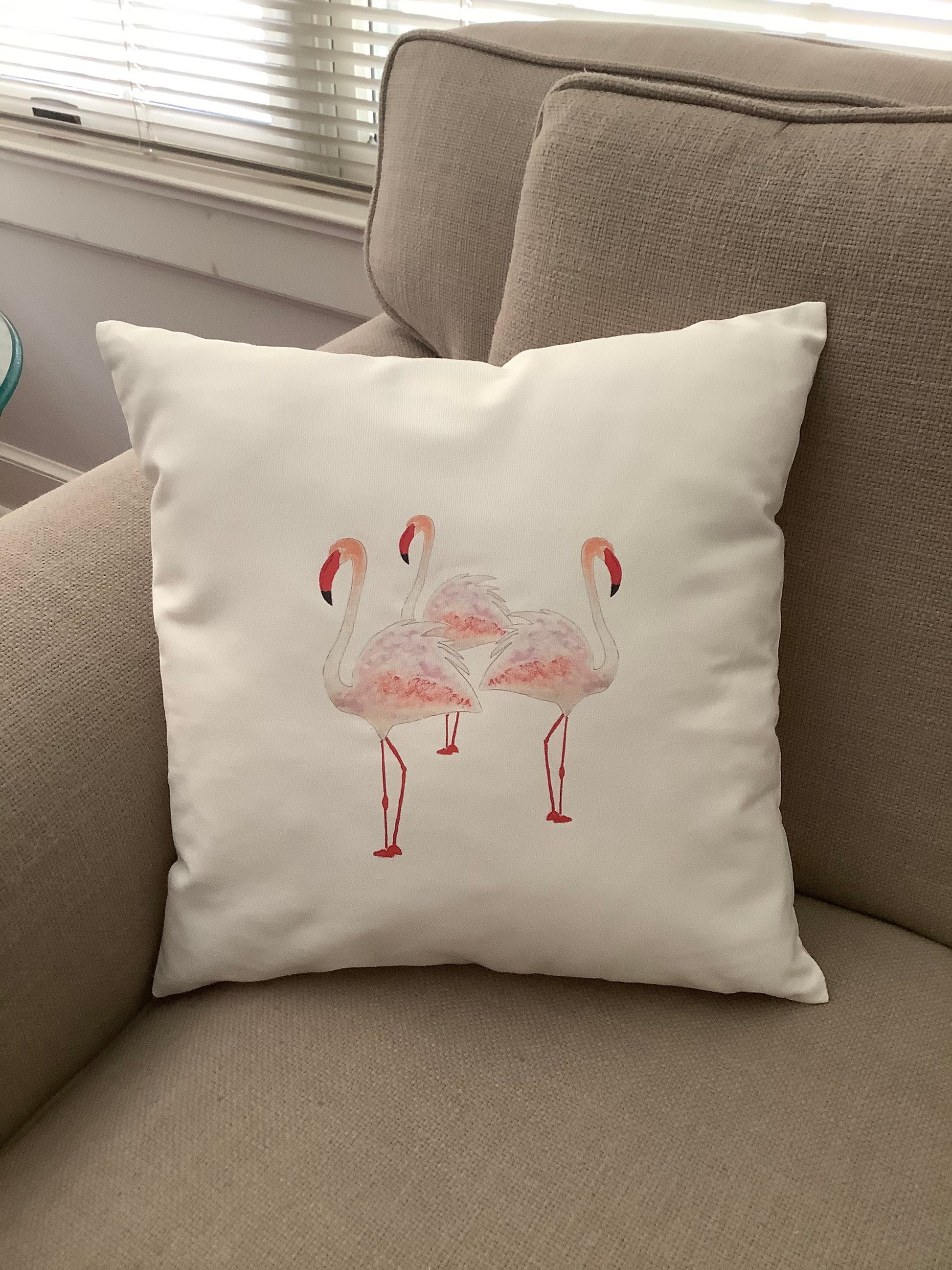 Pink Flamingos Decorative Throw Pillow.