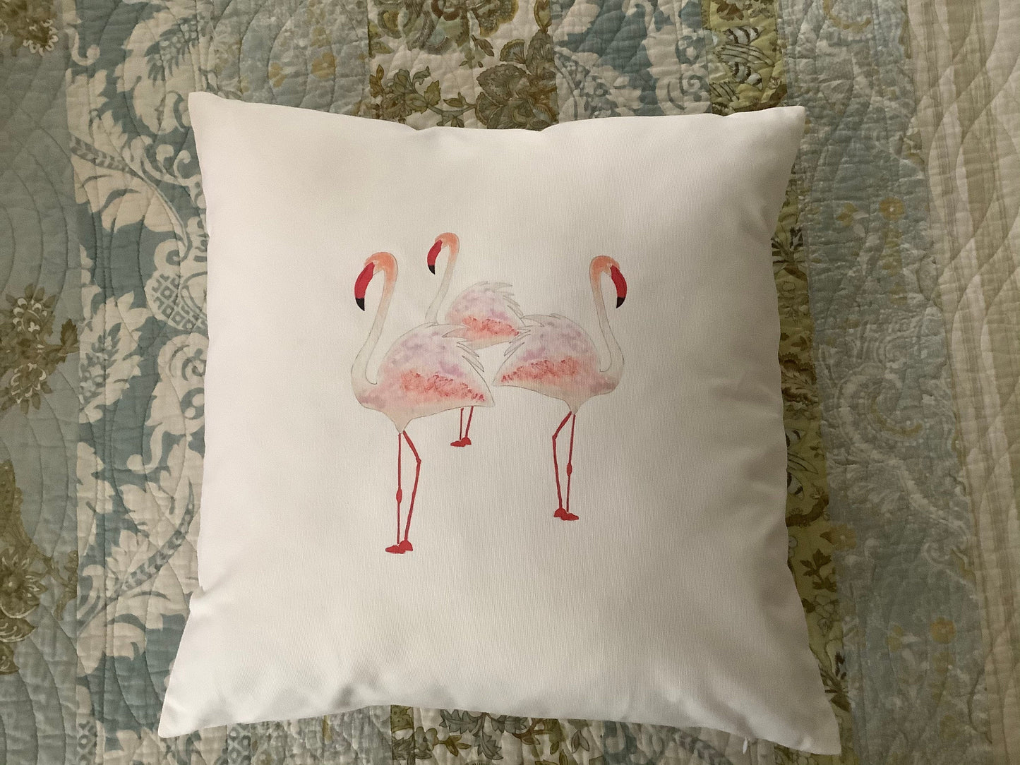 Pink Flamingos Decorative Throw Pillow.