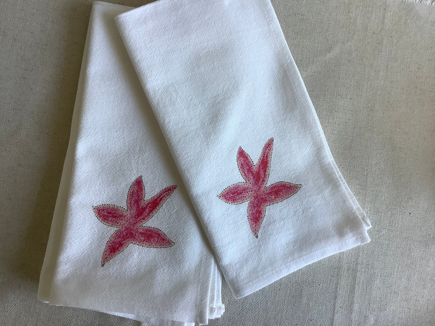 Pink Starfish CottonNapkin Set.