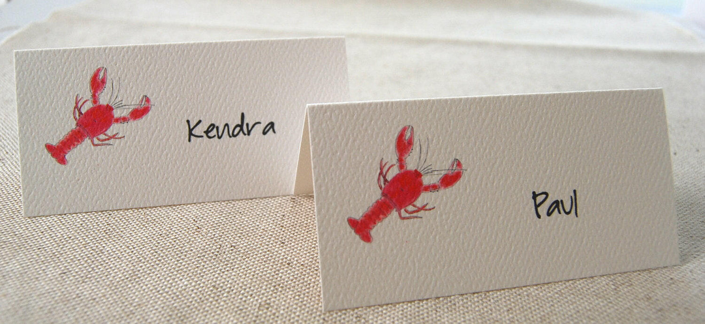 Red Lobster Place Cards, Personalized Name Cards, Event Name Cards, Beach Event, Rehearsal Dinner Name Cards, Event Planner, Nautical Theme.