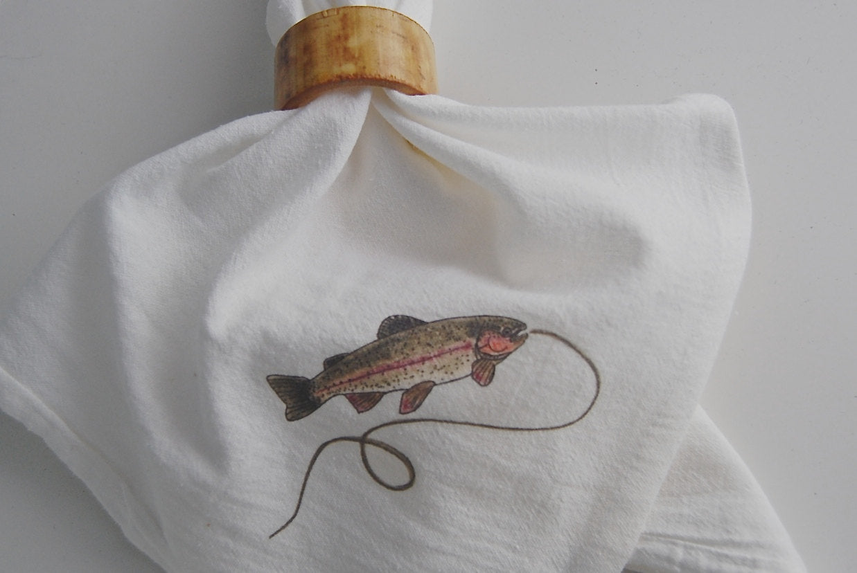 Rainbow Trout Cotton Napkin Set.