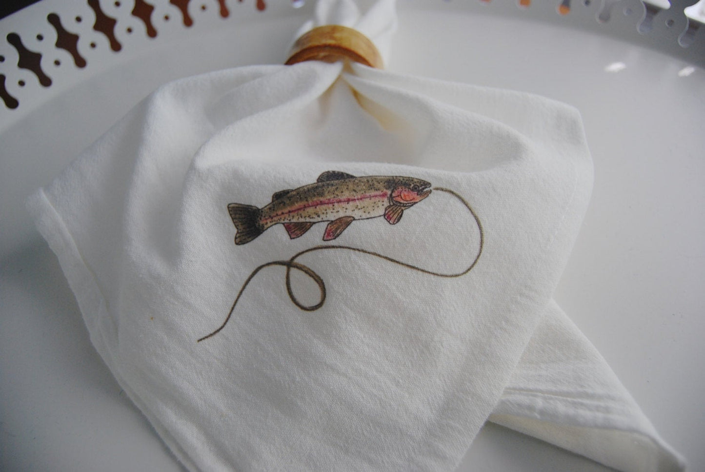 Rainbow Trout Cotton Napkin Set.