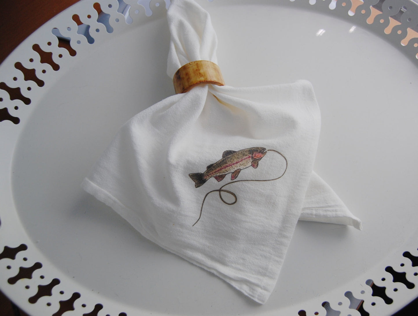 Rainbow Trout Cotton Napkin Set.