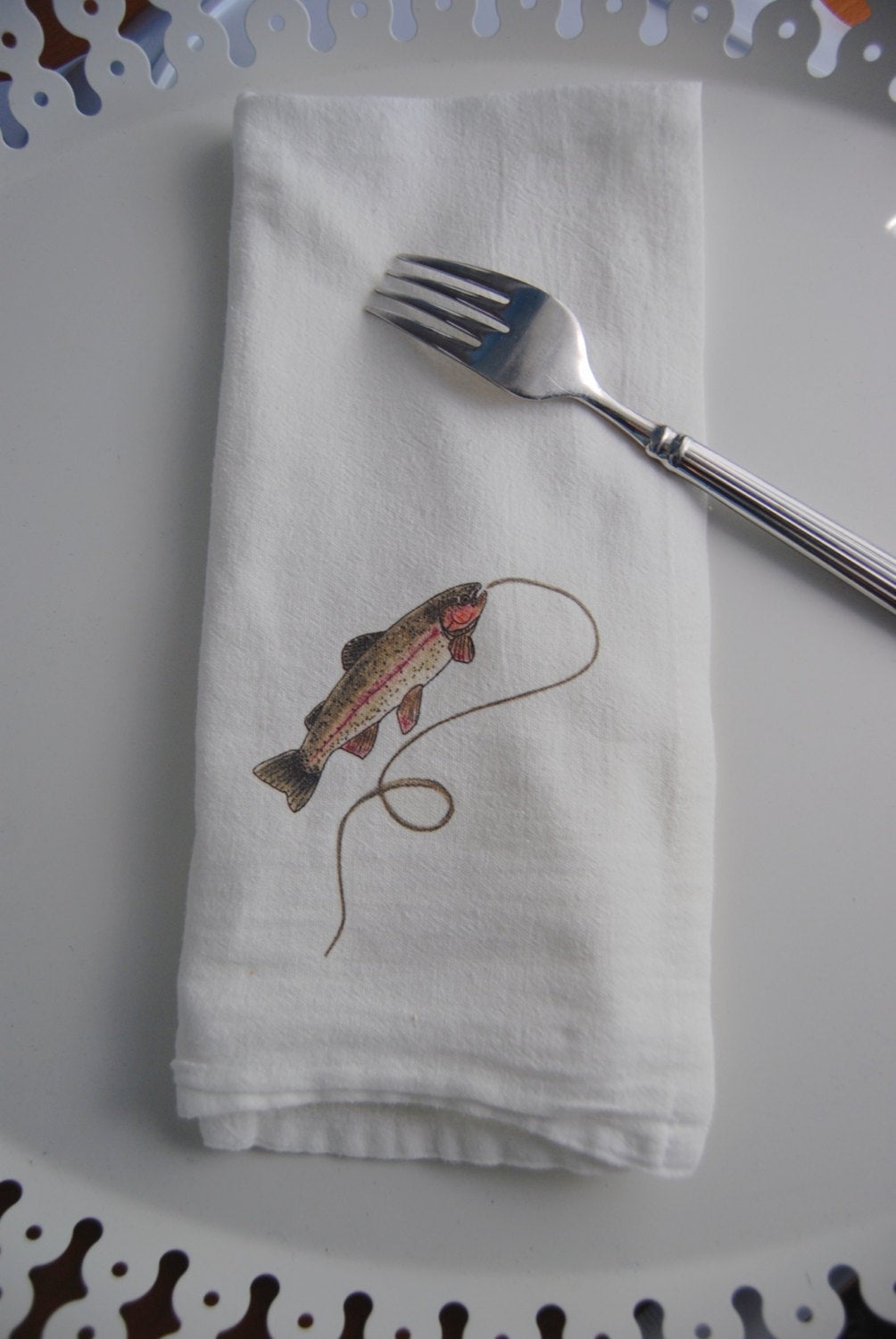 Rainbow Trout Cotton Napkin Set.