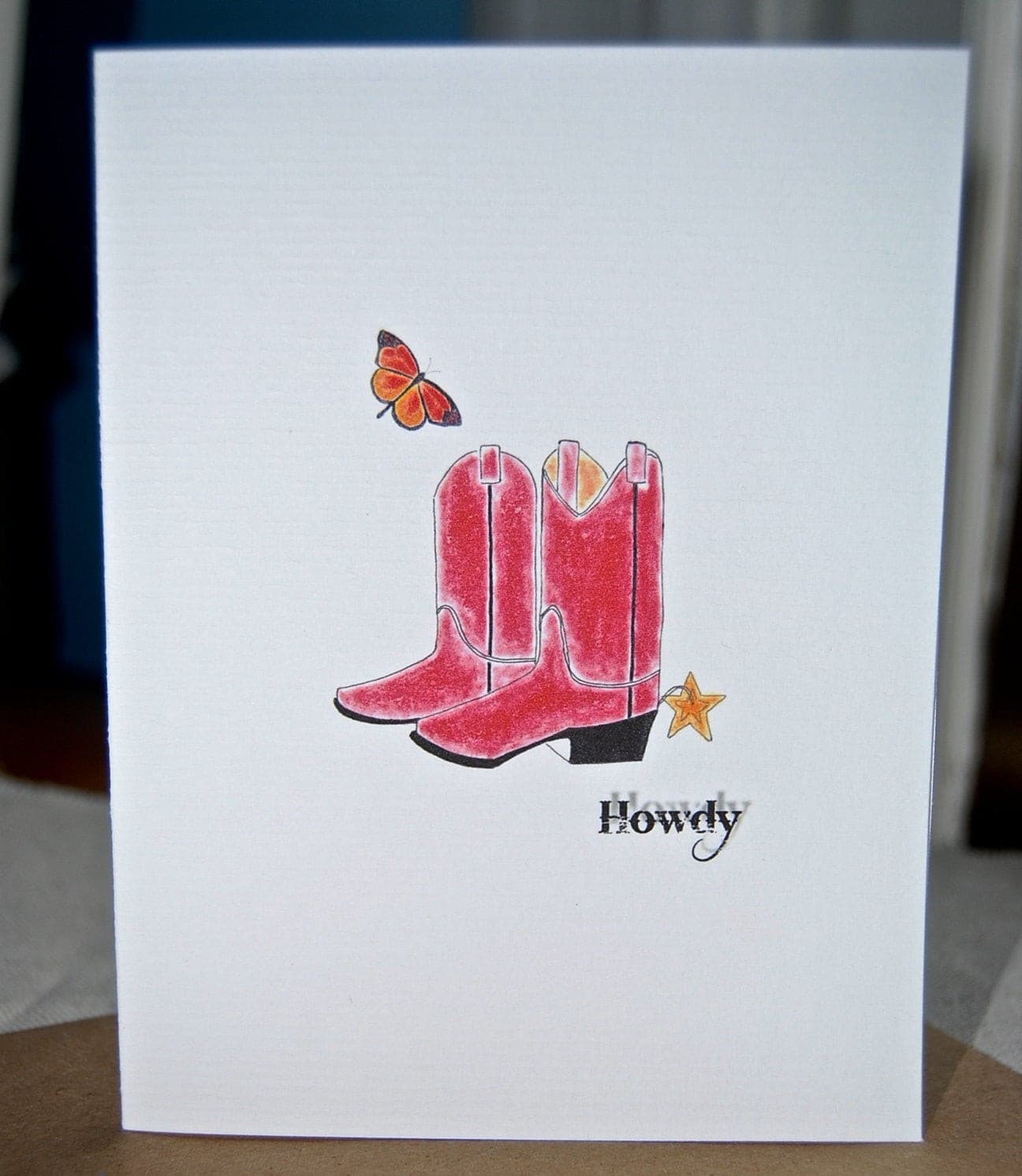 Western Boots, Folded Note, Howdy, Thank You, Note Card Set, Hello, Thinking of You, Blank Inside, Ranch, Barn Notes, Texas, Rodeo, Horses.