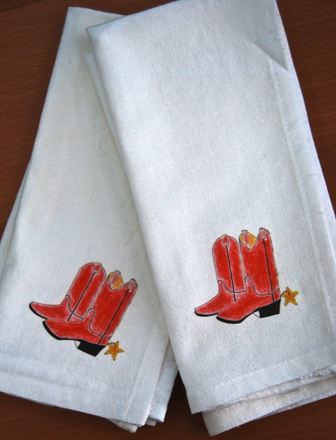 Western Boots Cotton Napkin Set.