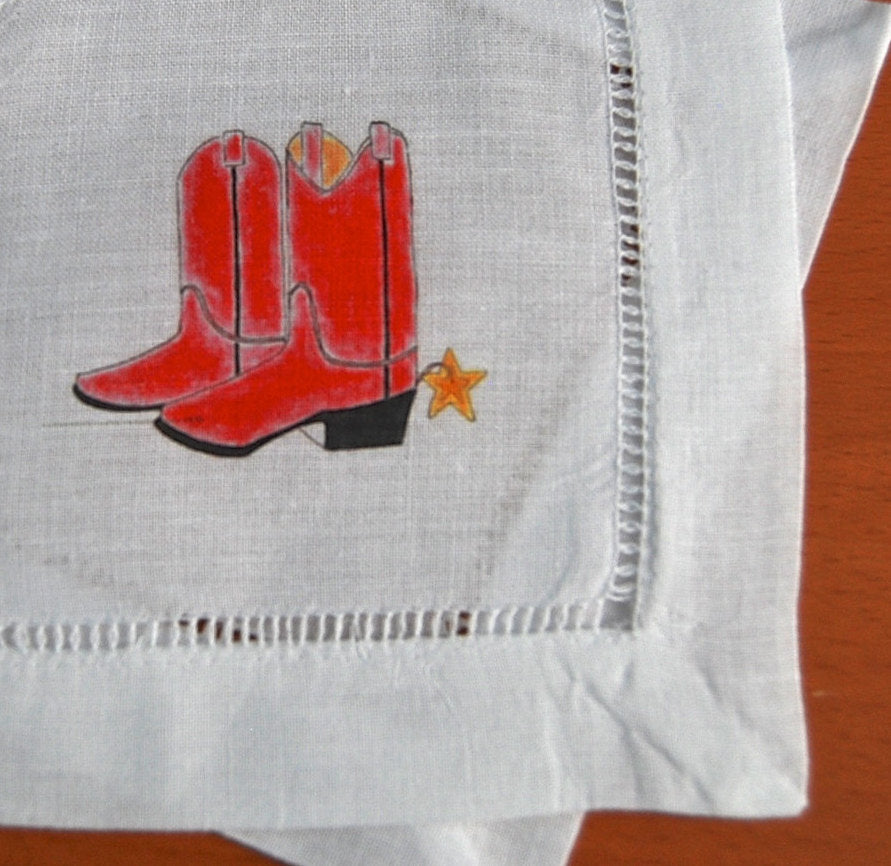 Red Western Boots Cocktail Coaster Napkins.