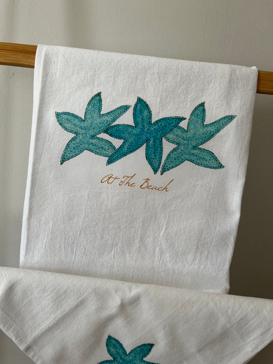 Aqua Blue Starfish Tea Towel
