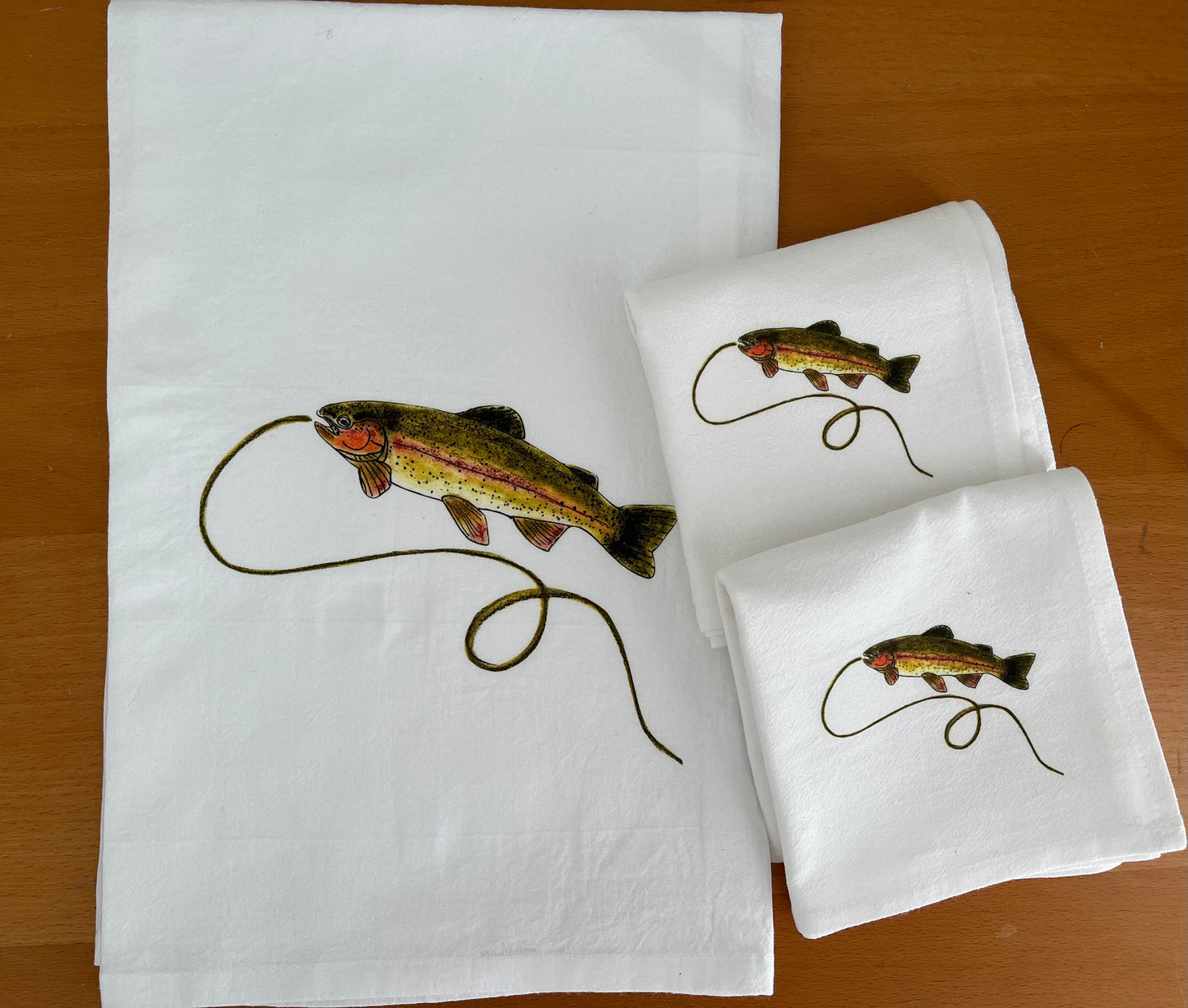 Rainbow Trout Tea Towel and Napkins Gift Set