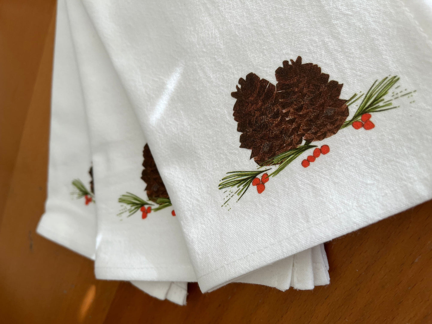Pine Cones Holiday Cotton Napkin Set