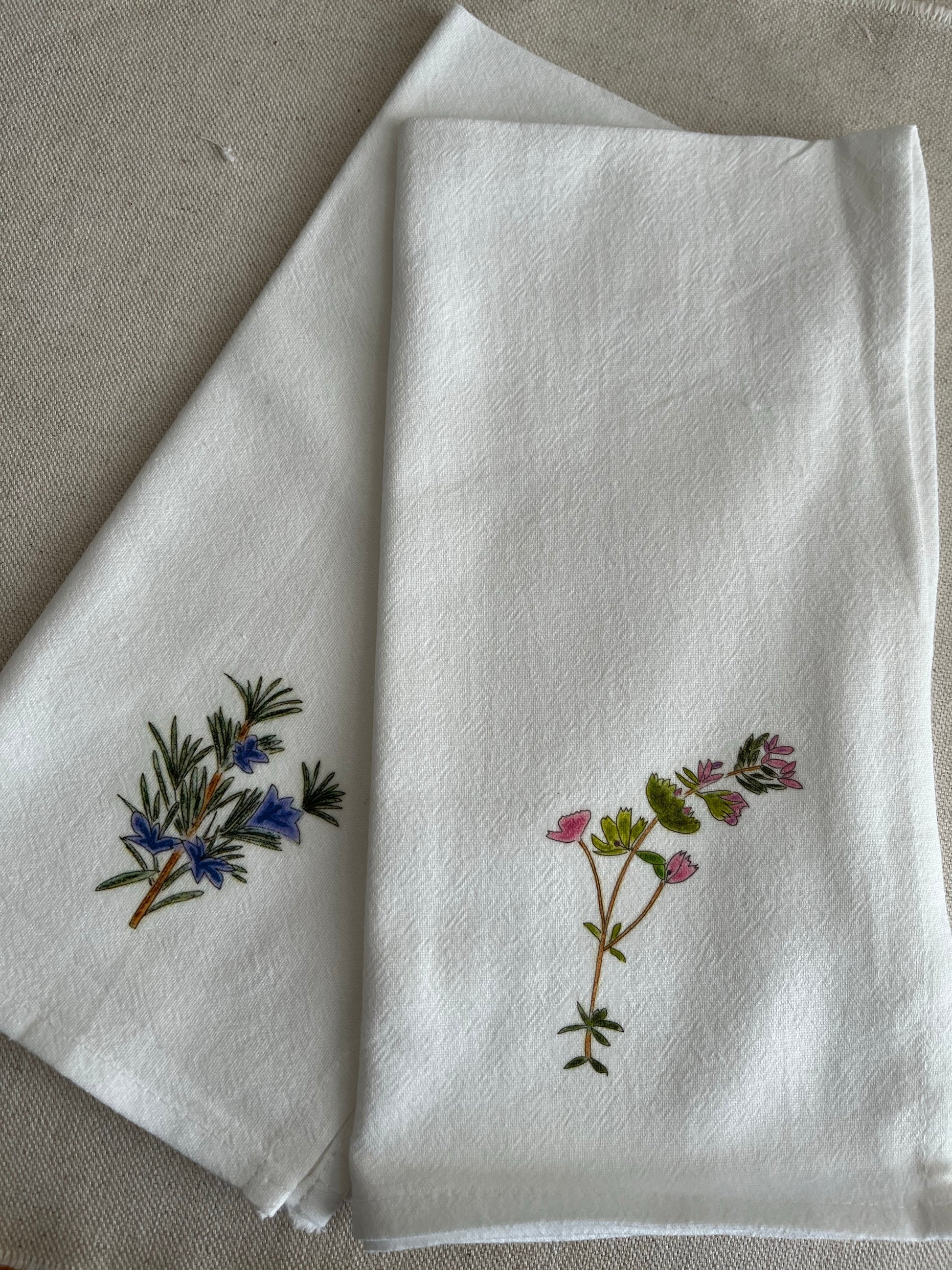 Rosemary & Thyme Botanical Cotton Napkin Set.