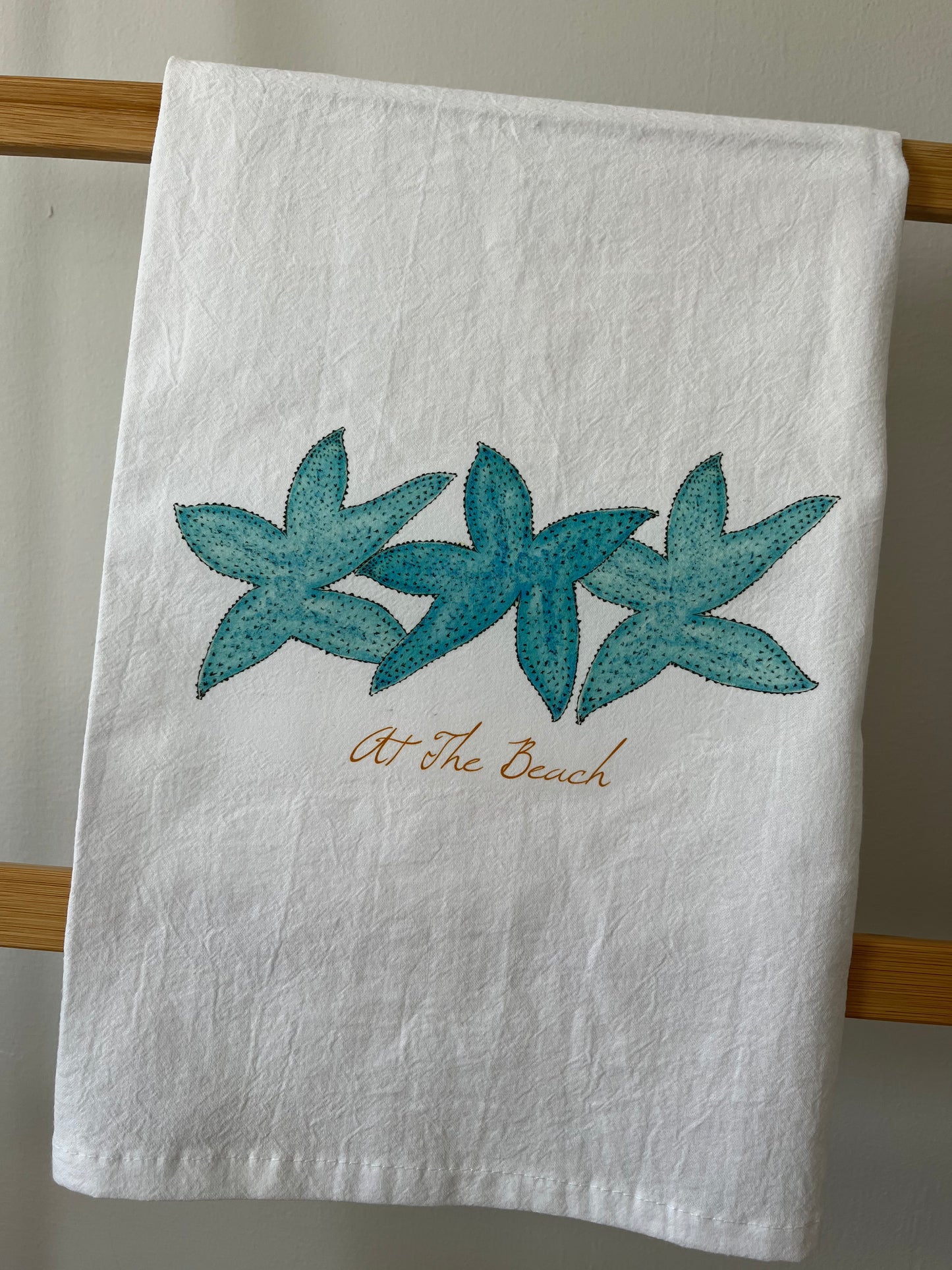 Aqua Blue Starfish Tea Towel