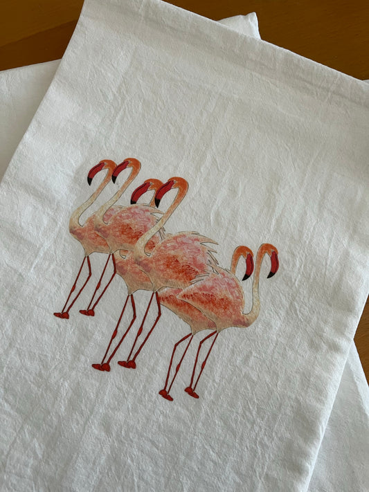 Pink Flamingos Kitchen Towel