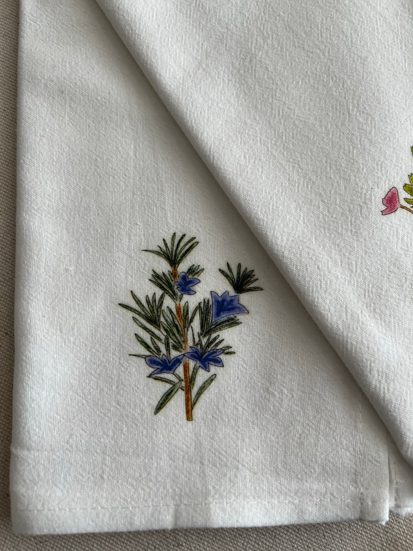 Rosemary & Thyme Botanical Cotton Napkin Set.