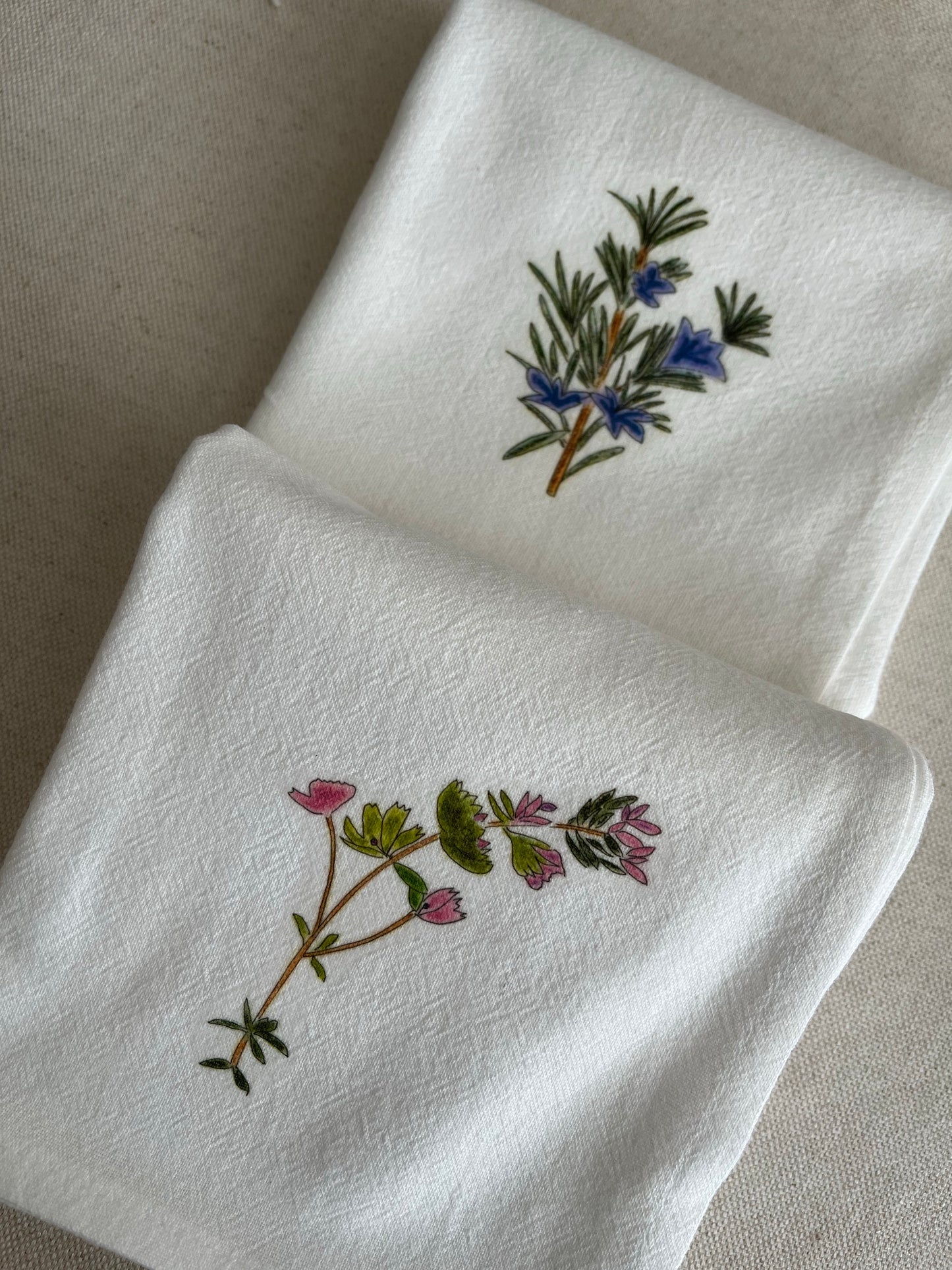 Rosemary & Thyme Botanical Cotton Napkin Set.